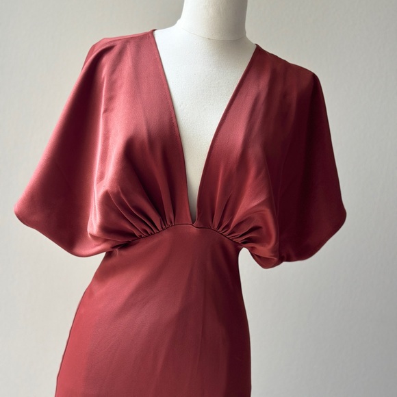 BLDH Leila Charmeuse Dress in Wine Brown - Picture 11 of 14